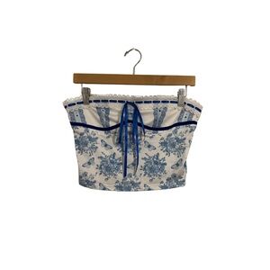 Blue and White Floral  Top